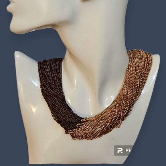 VTG 1990s Heavyweight Two-tone Chunky Chain Castlecore Statement Necklace - Picture 1 of 6